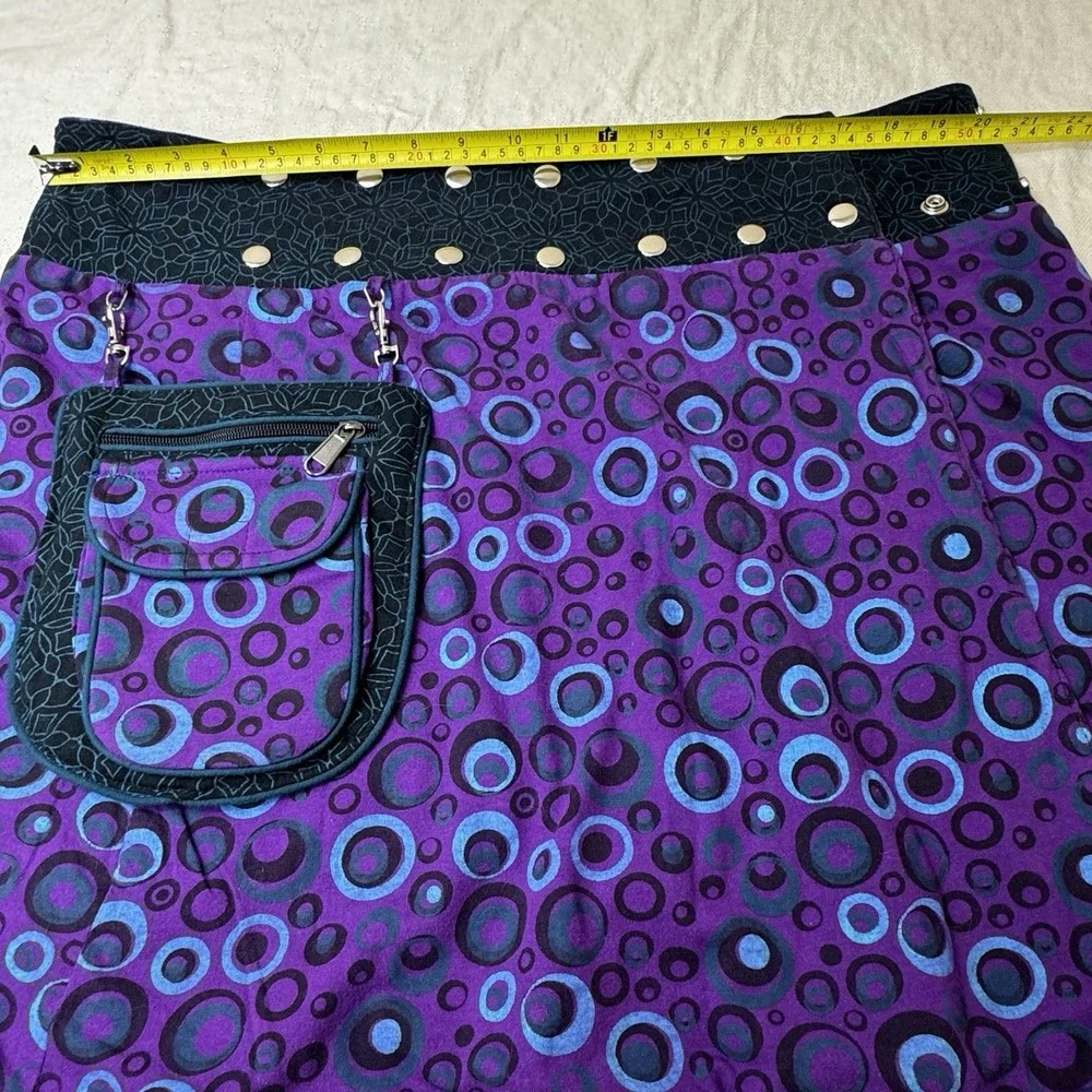 Womens Festival Wrap Around Reversible Mini Skirt Purple Boho Hippy Artsy Grunge